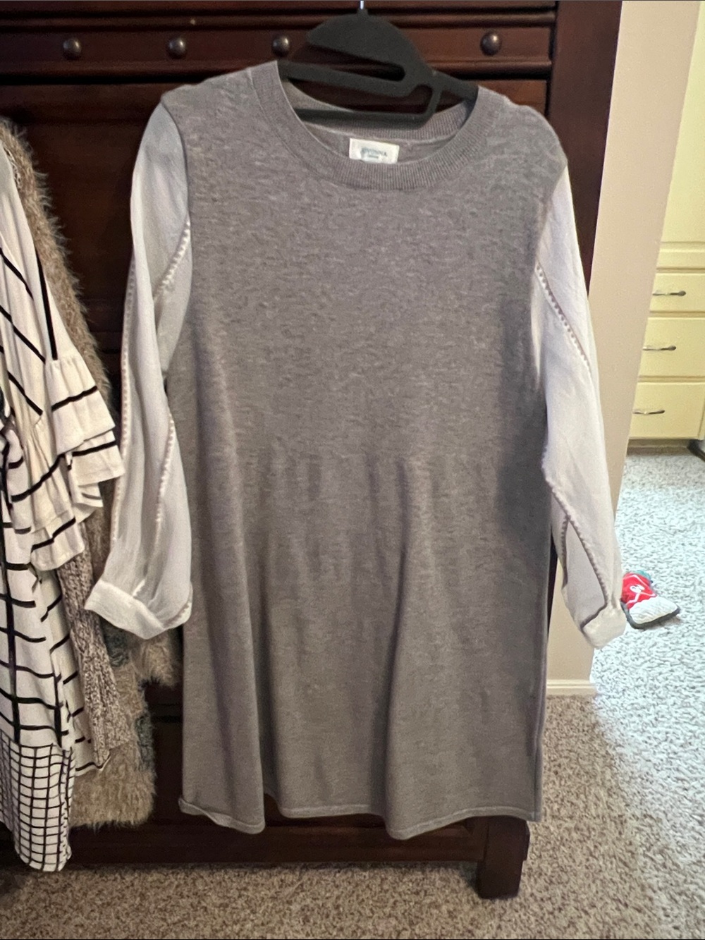 Casual Grey Long-Sleeve Women's Sweater Dress